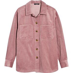 Madewell Corduroy Kentwood Oversized Button-Up Pink Shirt Jacket